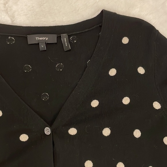 Theory Polka Dot Merino Wool Cardigan Sweater EUC - Picture 2 of 6